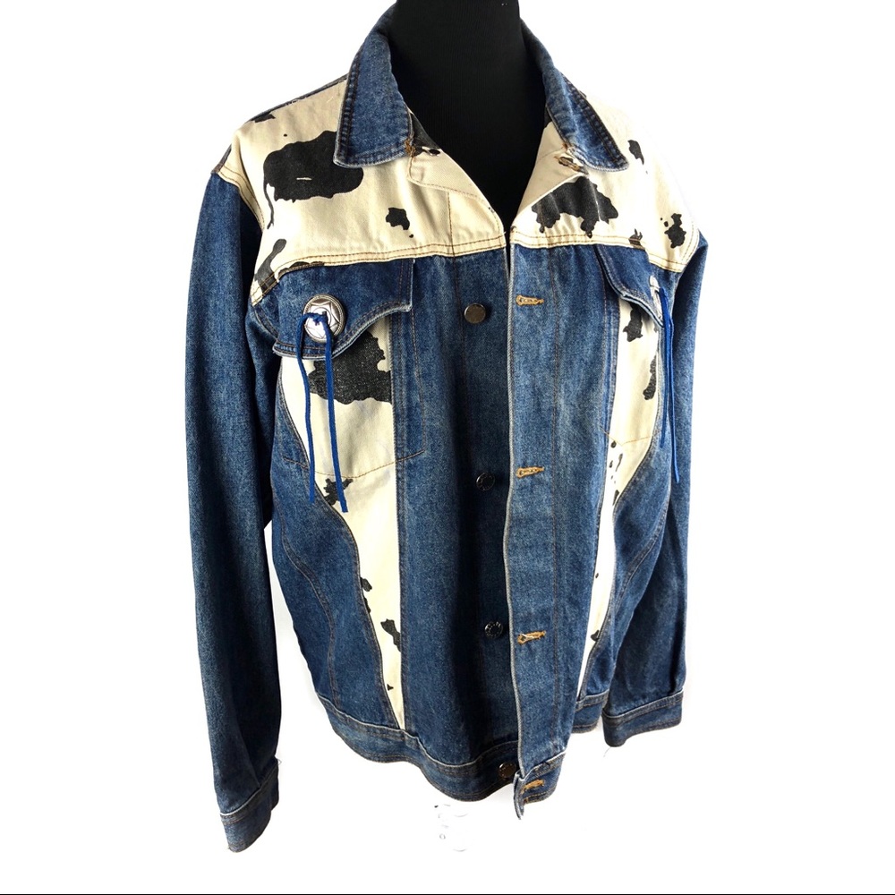 Super AMAZING cow print denim jean jacket